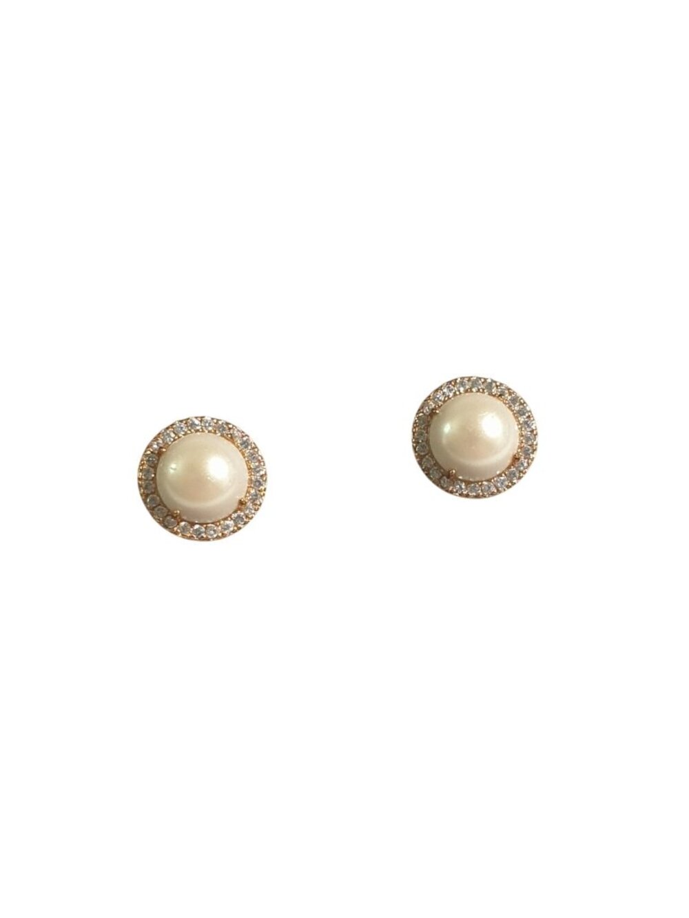 Faux Pearl Rhinestone Round Stud Earrings Elegant Women Jewelry Formal Mom Gift